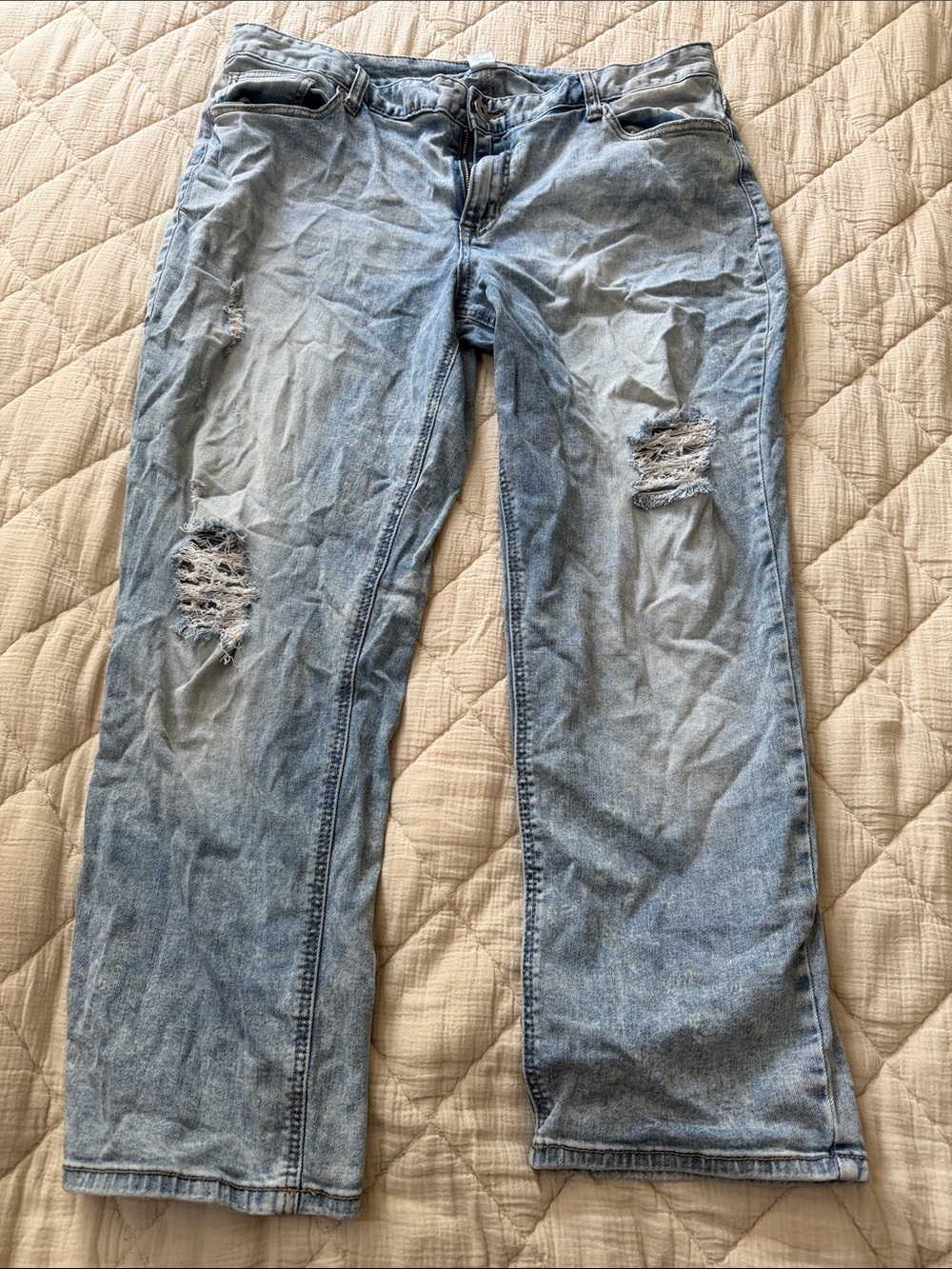 Maurices Light Wash Distressed Boyfriend Jeans
